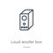 Loud woofer box icon. Thin linear loud woofer box outline icon isolated on white background from cinema collection. Line vector