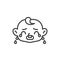 Loudly Crying baby face line icon