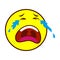 Loudly crying face emoticon flat icon, vector sign