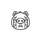 Loudly crying piggy face emoji line icon