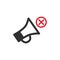 Loudspeacker or megaphone icon with X or cross mark. don`t talk. Not allowed to speak. Keep silence. Social media marketing