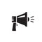 Loudspeaker - black icon on white background vector illustration. Advertising promotion information concept sign. Megaphone creati