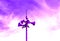 Loudspeaker of disaster-forecast with pink, purple, dark blue sky