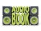 Loudspeaker with green AUDIO BOOK text 3D
