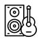 Loudspeaker and guitar vector, Barbecue related line style editable stroke icon