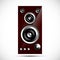 loudspeaker Hi-Fi acoustics icon wooden case illustration