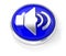 Loudspeaker icon on glossy blue round button