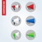 Loudspeaker icon (red blue and green tone) vector set design