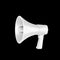 loudspeaker or megaphone horn White is a simulated notification speaker icon. Shows a 3D illustration on a black background