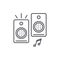 Loudspeakers line icon concept. Loudspeakers vector linear illustration, symbol, sign