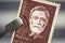 Louis Pasteur portrait on a vintage post stamp