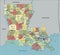 Louisiana - detailed editable political map with labeling.