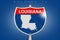 Louisiana on highway road sign over blue background
