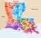 Louisiana`s Congressional districts vector high detailed map with regions and major cities names