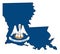 Louisiana State Outline Map and Flag