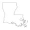 Louisiana, state of USA - solid black outline map of country area. Simple flat vector illustration