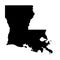 Louisiana, state of USA - solid black silhouette map of country area. Simple flat vector illustration