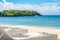 Lounge chairs on a tropical beach