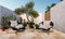 Lounge chairs in wonderful, peaceful, mediterranean garden