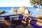 Lounge place at Porto Zorro beach on Zakynthos island, Greece