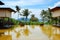 Lounge pool view area at luxury hotel