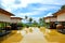 Lounge pool view area at luxury hotel