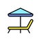 Lounger, umbrella icon. Simple color with outline vector elements of vacation icons for ui and ux, website or mobile application