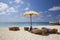 Loungers on the beach in the Maldives