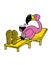 Lounging Pink Flamingo with Tropical Beach Drink Vector Illustration
