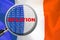 Loupe focused on the word inflation on France flag background. Inflation, tax, financial concept in France