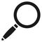 Loupe icon. Black optical device silhouette. Search symbol