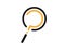 Loupe icon with question mark inside. Magnifying glass symbol. Isolated zoom icon to find or search. Help or ask logo