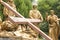 Lourdes, France, June 24 2019: Way of the Cross of Jesus, fragment of the ninth station