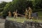 Lourdes, France, June 24 2019: Way of the Cross of Jesus, fragment of the third station