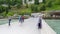 Lourdes Grotto from across the river panning back to church.