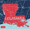 Lousiana state detailed editable map