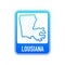 Lousiana - U.S. state. Contour line in white color on blue sign. Map of The United States of America. Vector