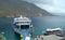 LOUTRO, CRETE, GREECE - May 30, 2012: Ferry docked at the port of the small, pretty village of Loutro, Crete, Greece