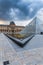 The Louvre museum glass pyramids and buildings