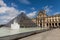 Louvre Museum with Glass Pyramids, Famous Landmark in Paris France