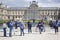 Louvre Museum and Place du Carrousel with lots of visitors