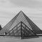 Louvre Pyramids Black and White