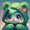 lovable cartoon bear with a radiant smile and expressive eyes japanese cute manga style by AI generated