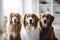 A lovable and mischievous group of little dogs captivates with their charming and animated smiles. Ai generated