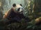 The Lovable Panda Lounging Among the Bamboo. Ai Generated