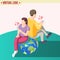 Love Across Continents Isometric Composition