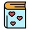 Love affection book icon color outline vector