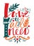 Love is all I need Vector lettering Funny cat Colorful set