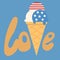 Love America ice cream flat vector illustration 4th of july