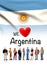 We love Argentina, A group of people pose next to the Argentine flag